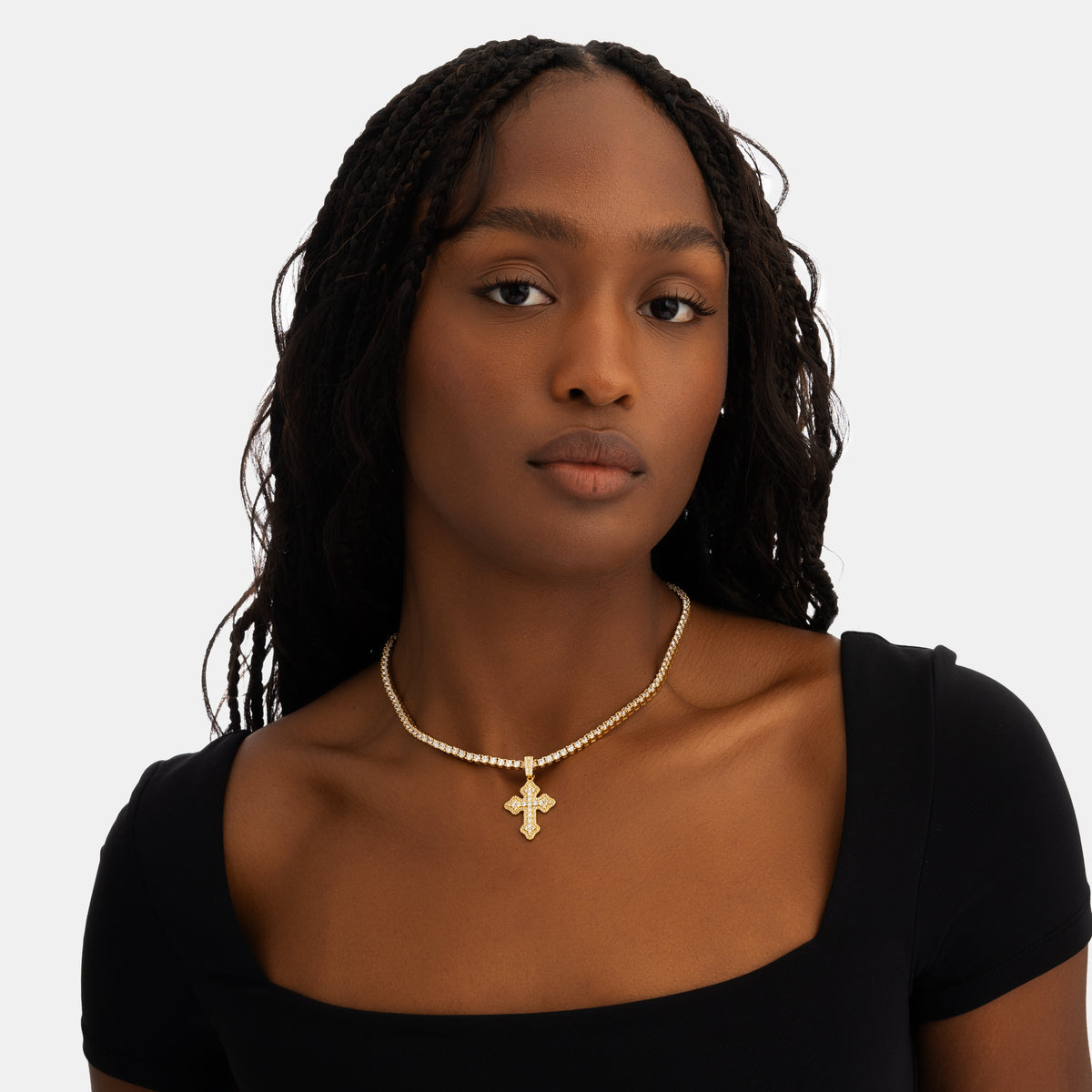 Clustered Micro Cross Pendant 18k Gold