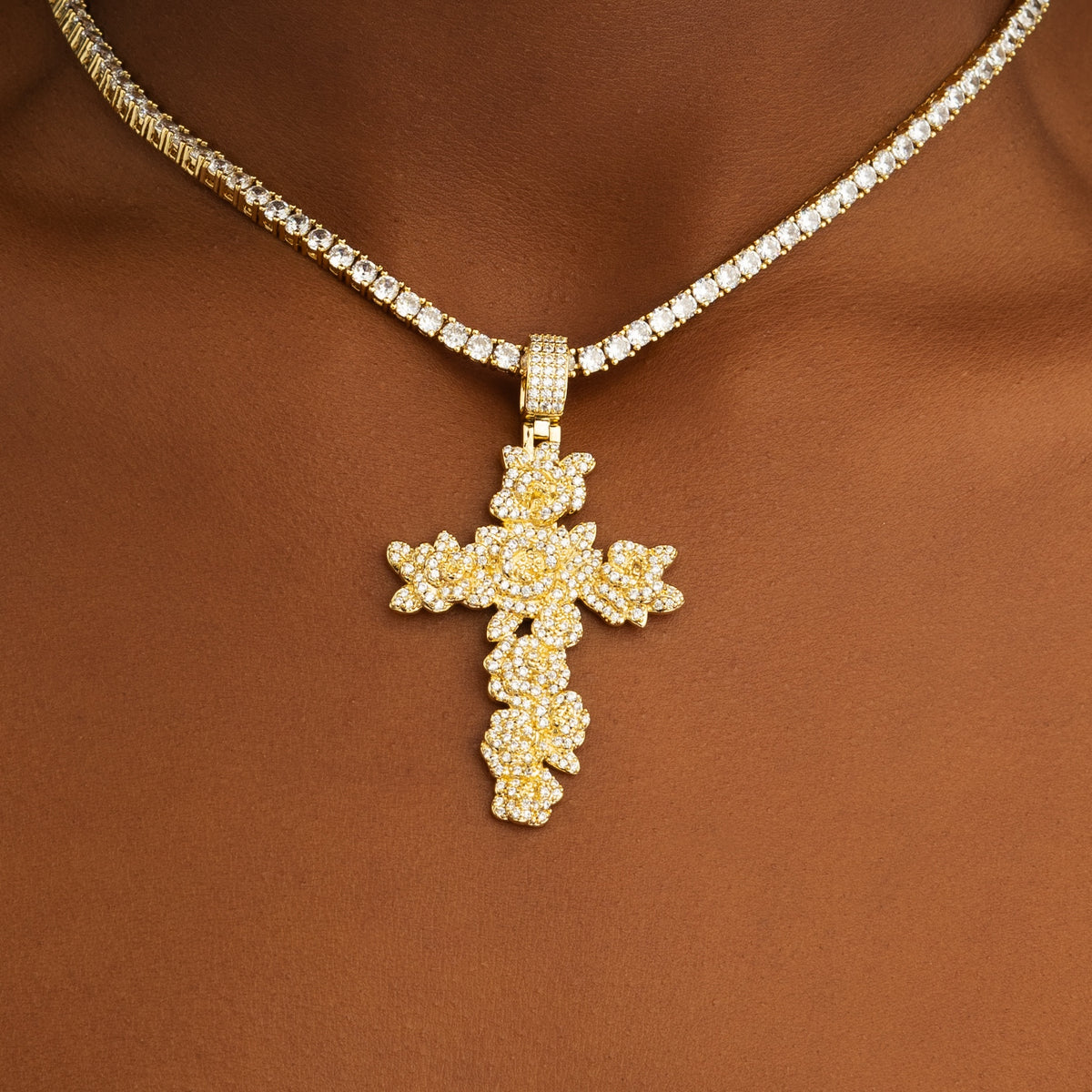 Rose Cross Pendant S925 Moissanite