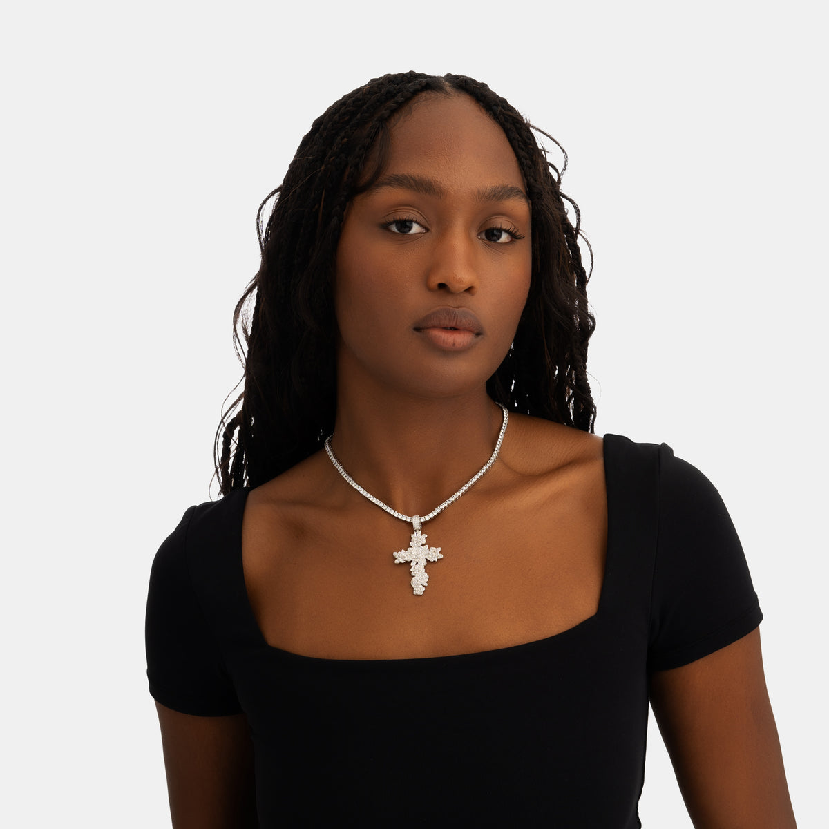 Rose Cross Pendant S925 Moissanite