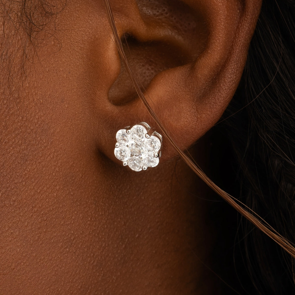 Moissanite Daisy Earrings White Gold