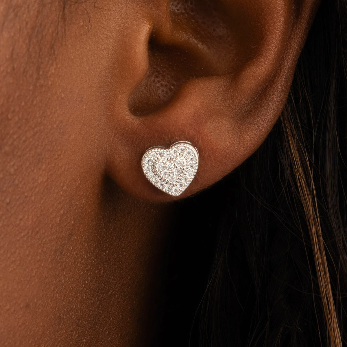 Heart Earrings White Gold