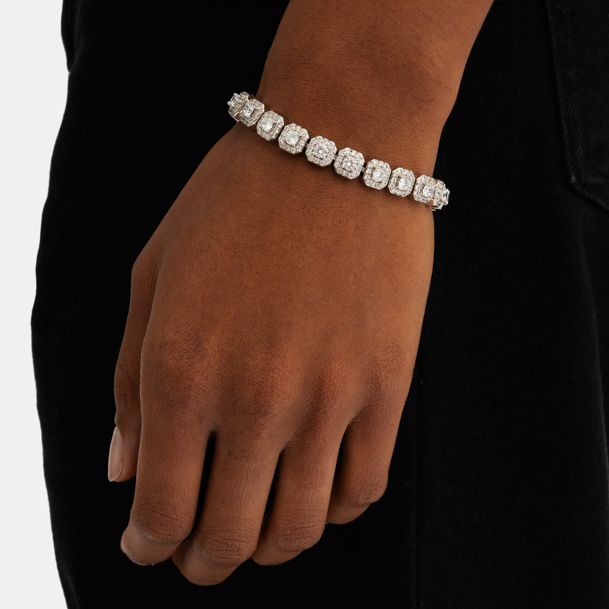 Micro Clustered Tennis Bracelet White Gold