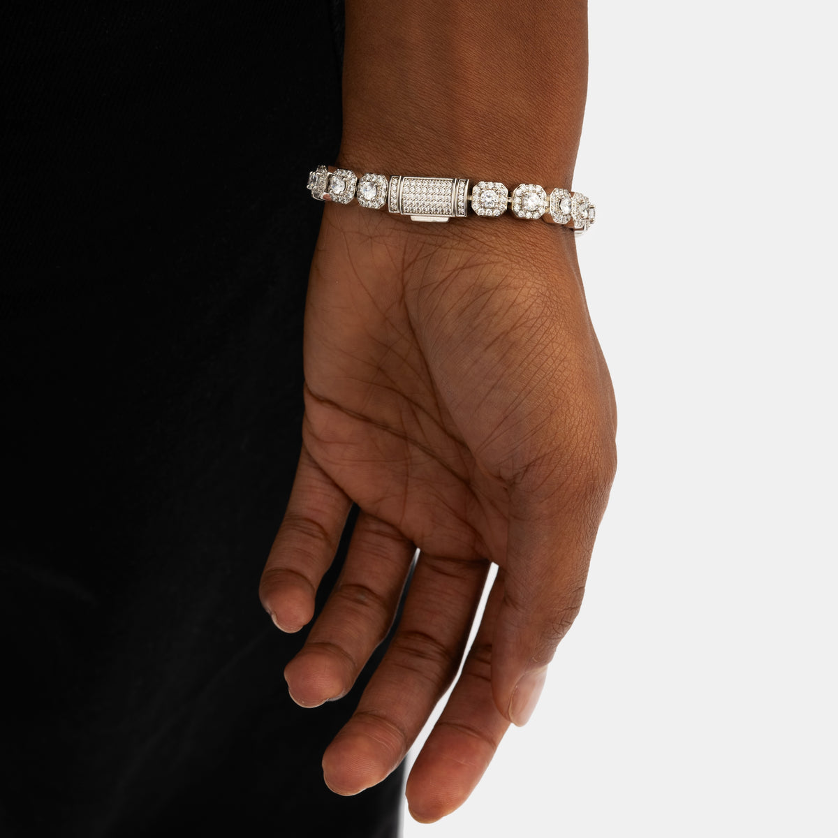 Micro Clustered Tennis Bracelet White Gold