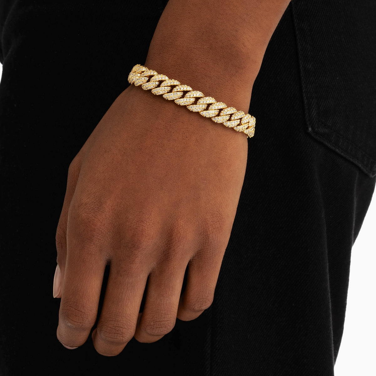 8.5mm Diamond Cuban Bracelet 18k Gold