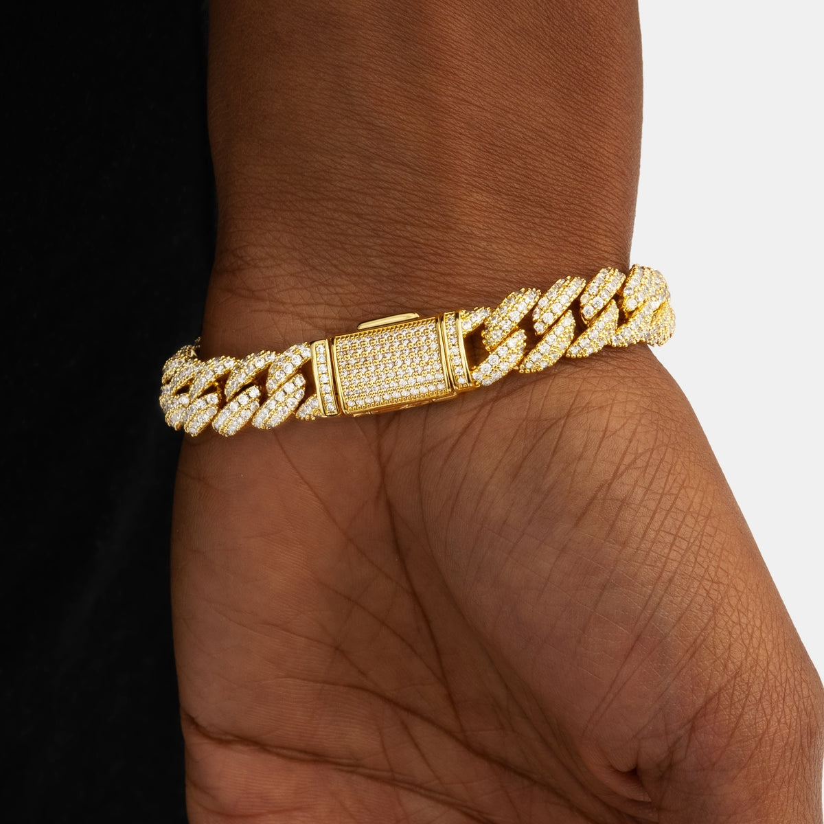 8.5mm Diamond Cuban Bracelet 18k Gold