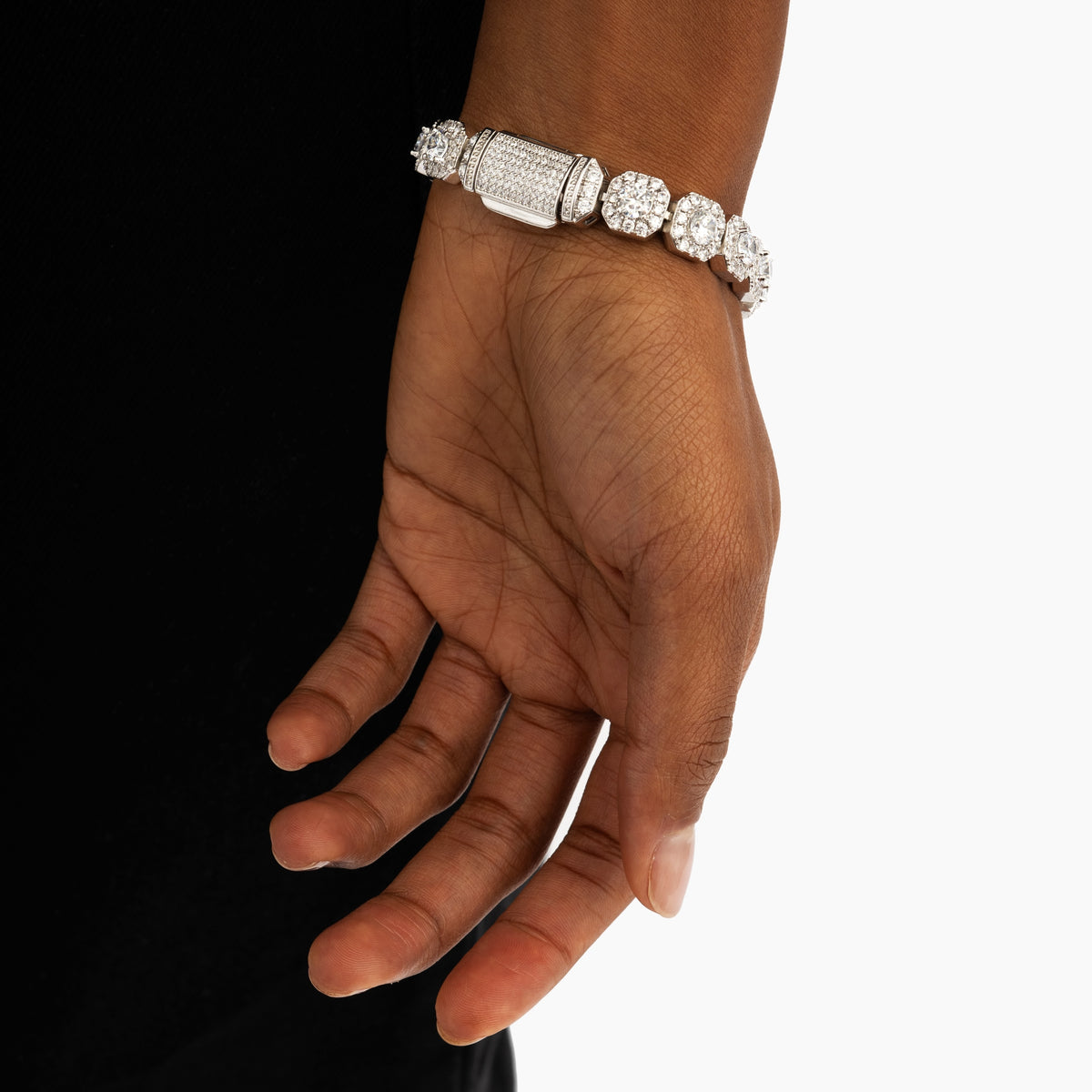 Clustered Tennis Bracelet White Gold