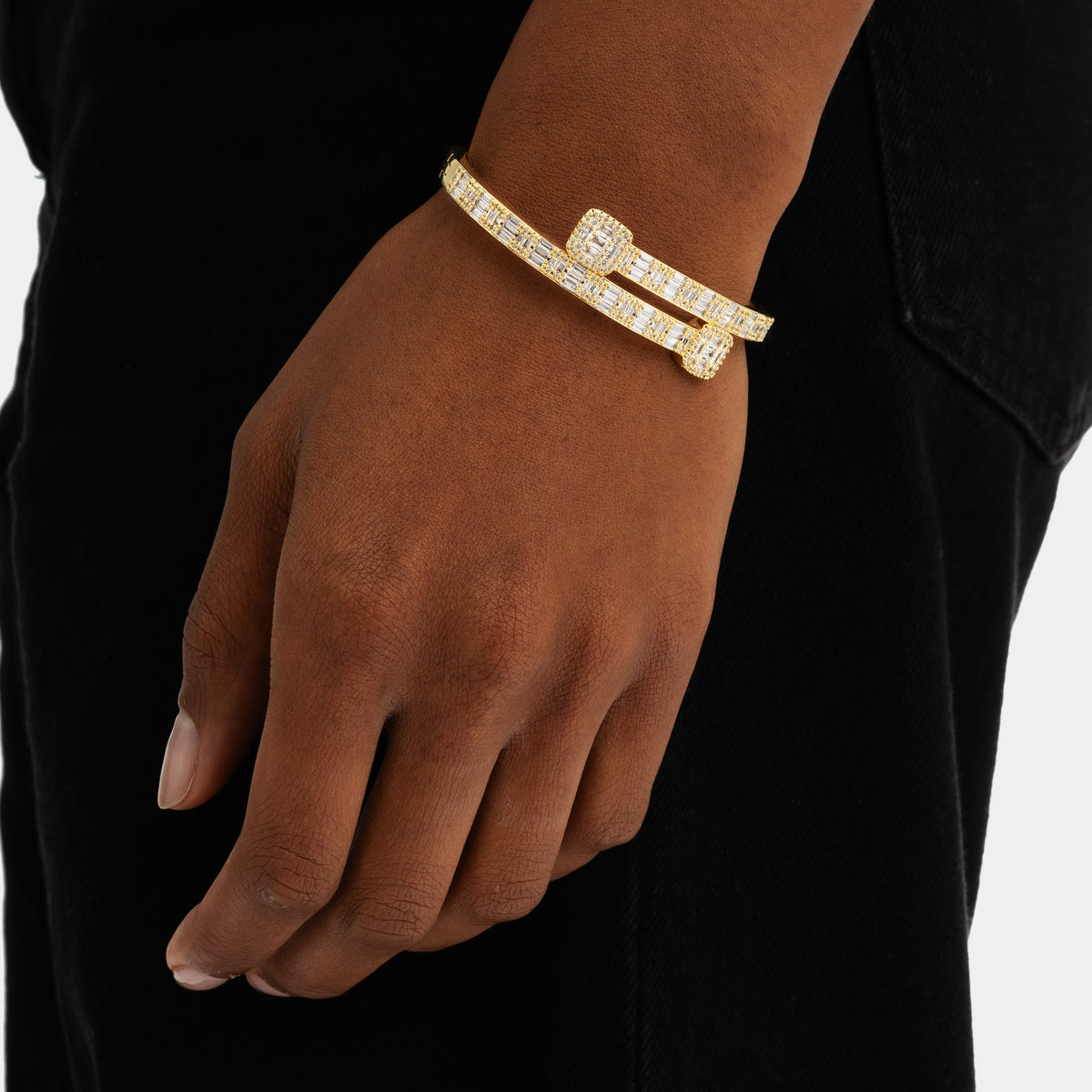 Baguette Bangle Bracelet 18k Gold