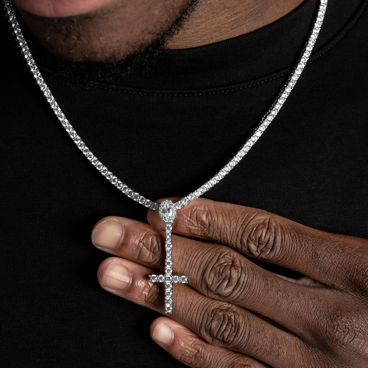 Halo Cross w/Tennis Chain