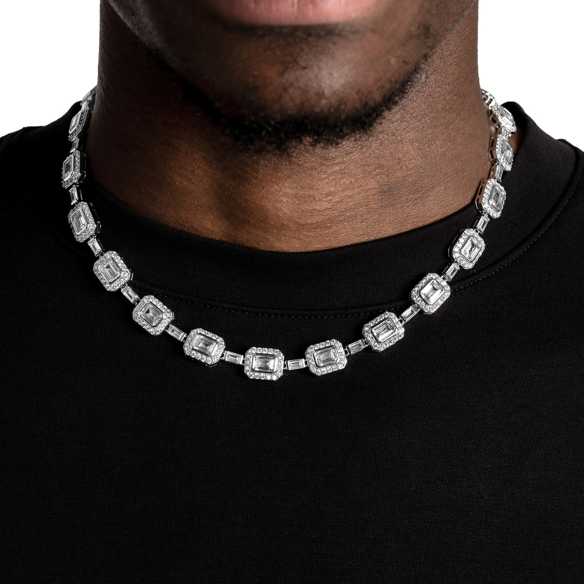 Emerald Tennis Link Chain White Gold