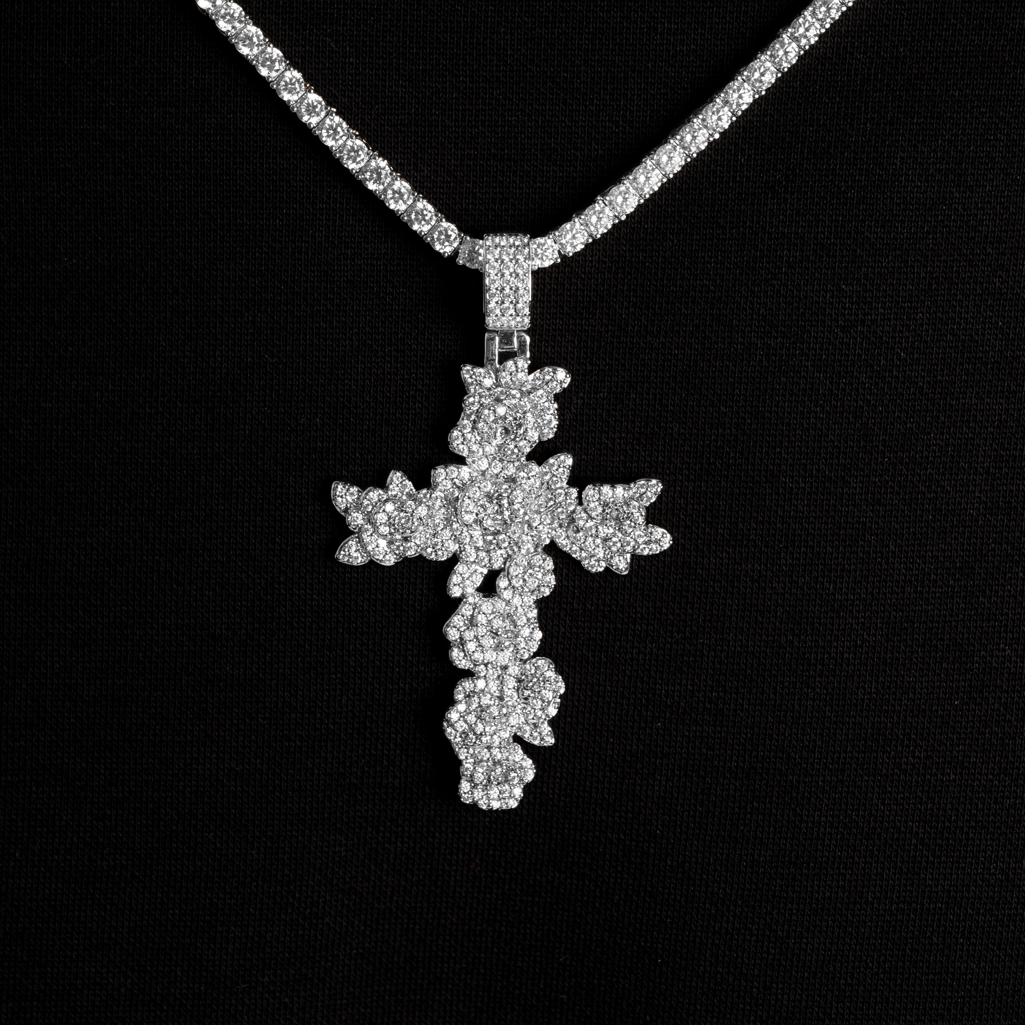 Rose Cross Pendant - 6 ICE