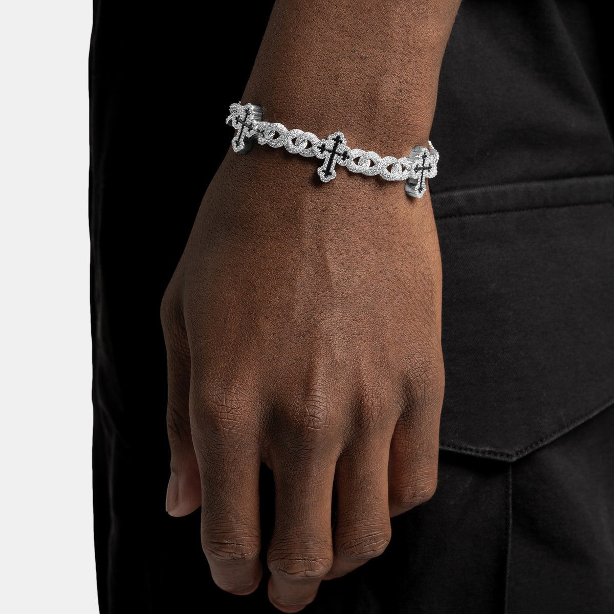 Black Enamel Cross Bracelet