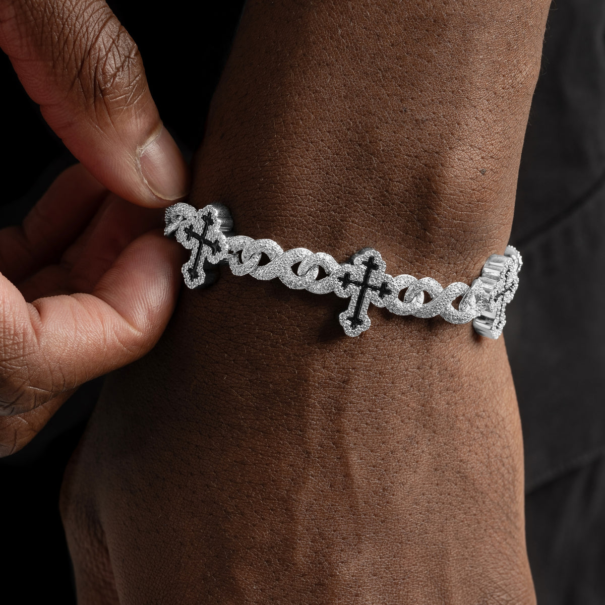 Black Enamel Cross Bracelet