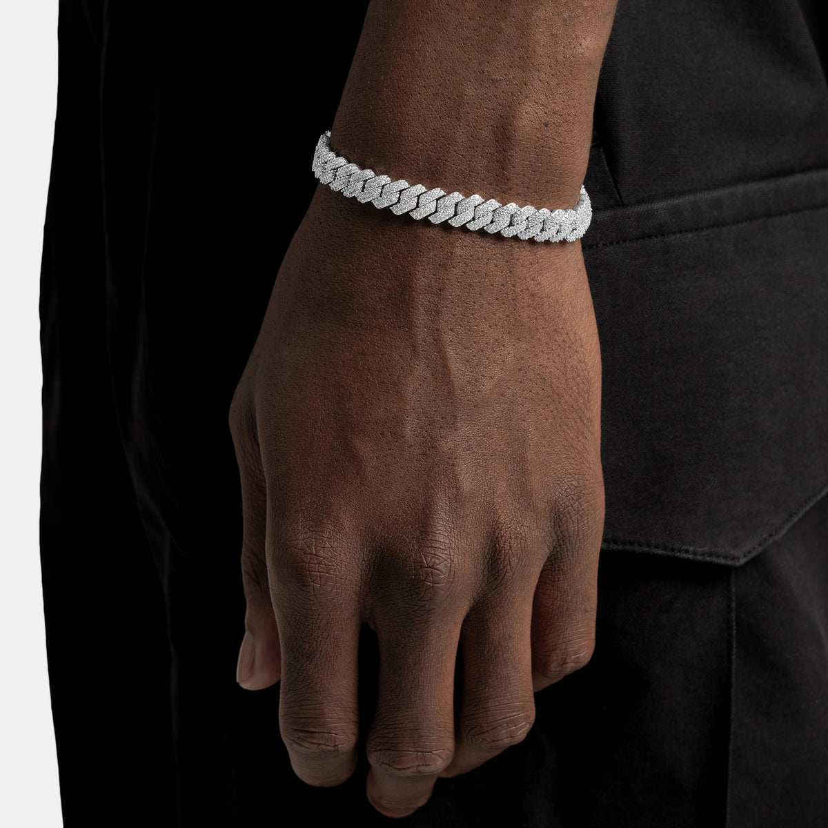 8mm Diamond Prong Cuban Bracelet S925 Moissanite