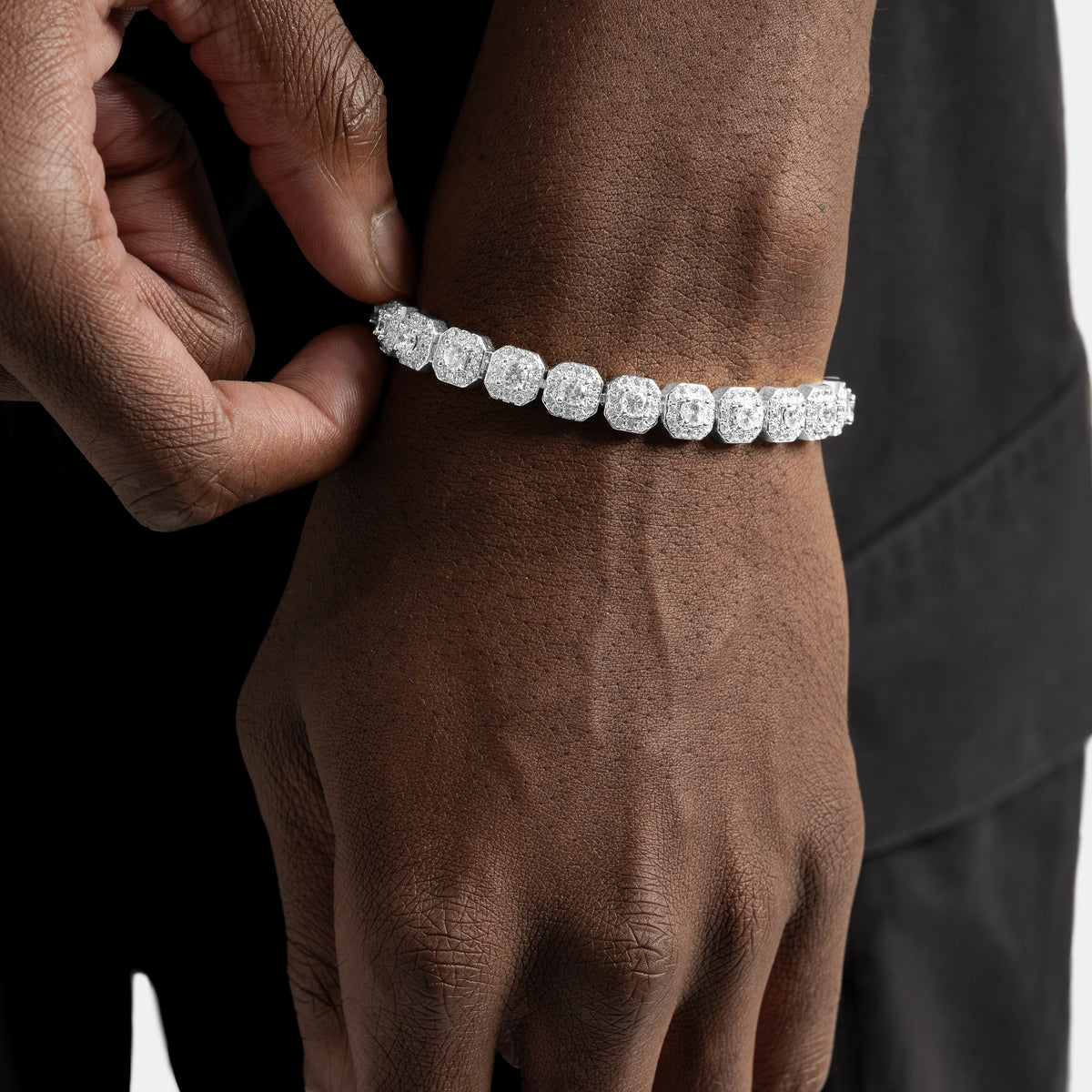 Micro Clustered Tennis Bracelet White Gold