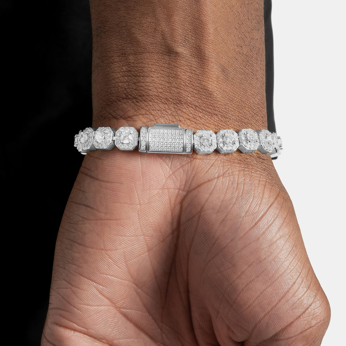 Micro Clustered Tennis Bracelet White Gold