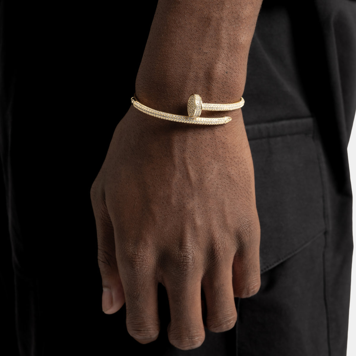 Diamond Nail Bracelet Gold