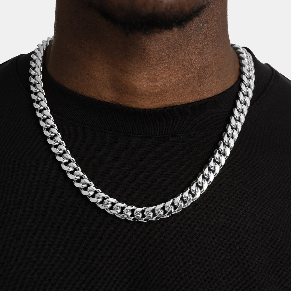 12mm Miami Cuban Chain White Gold ICE, LLC