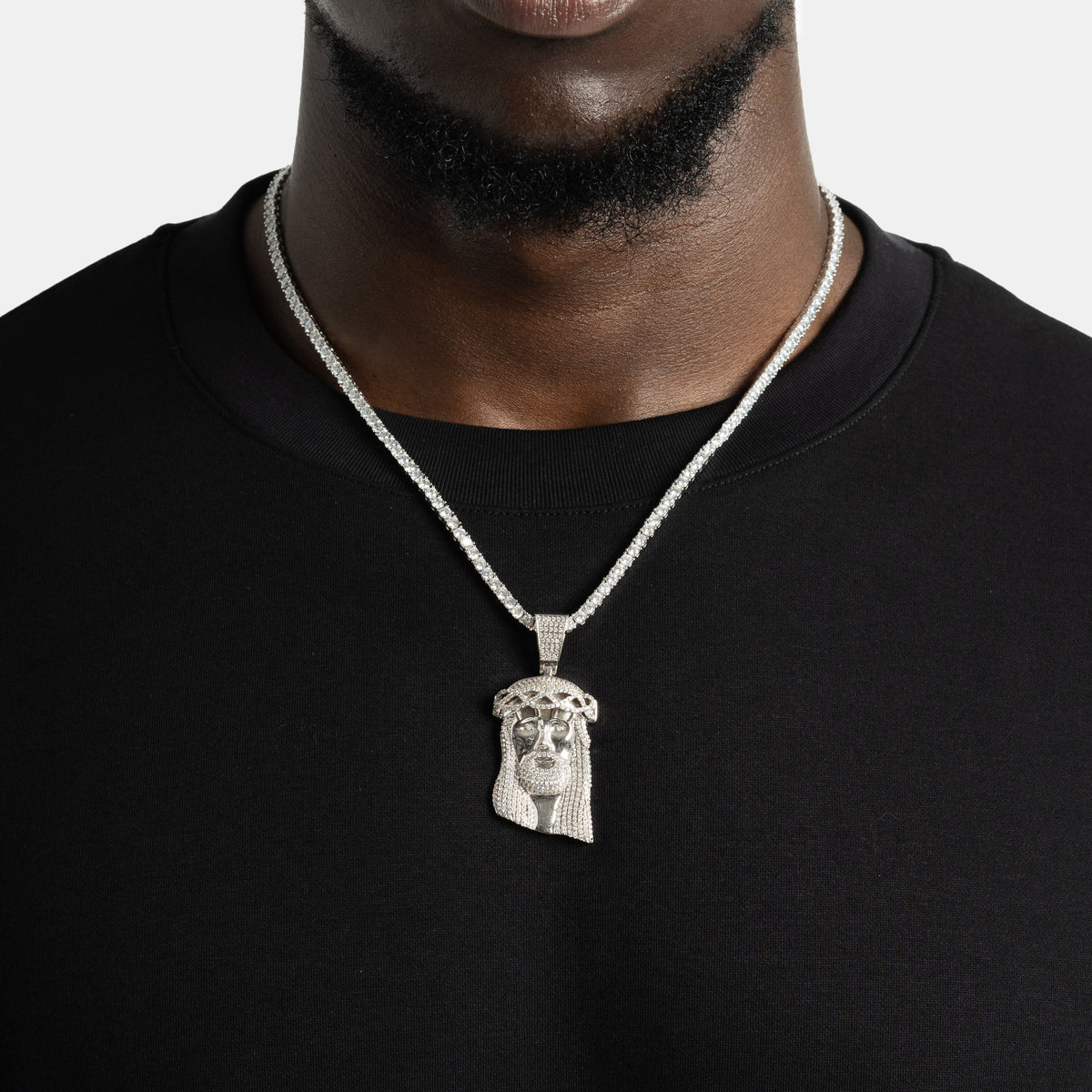 Jesus Pendant White Gold