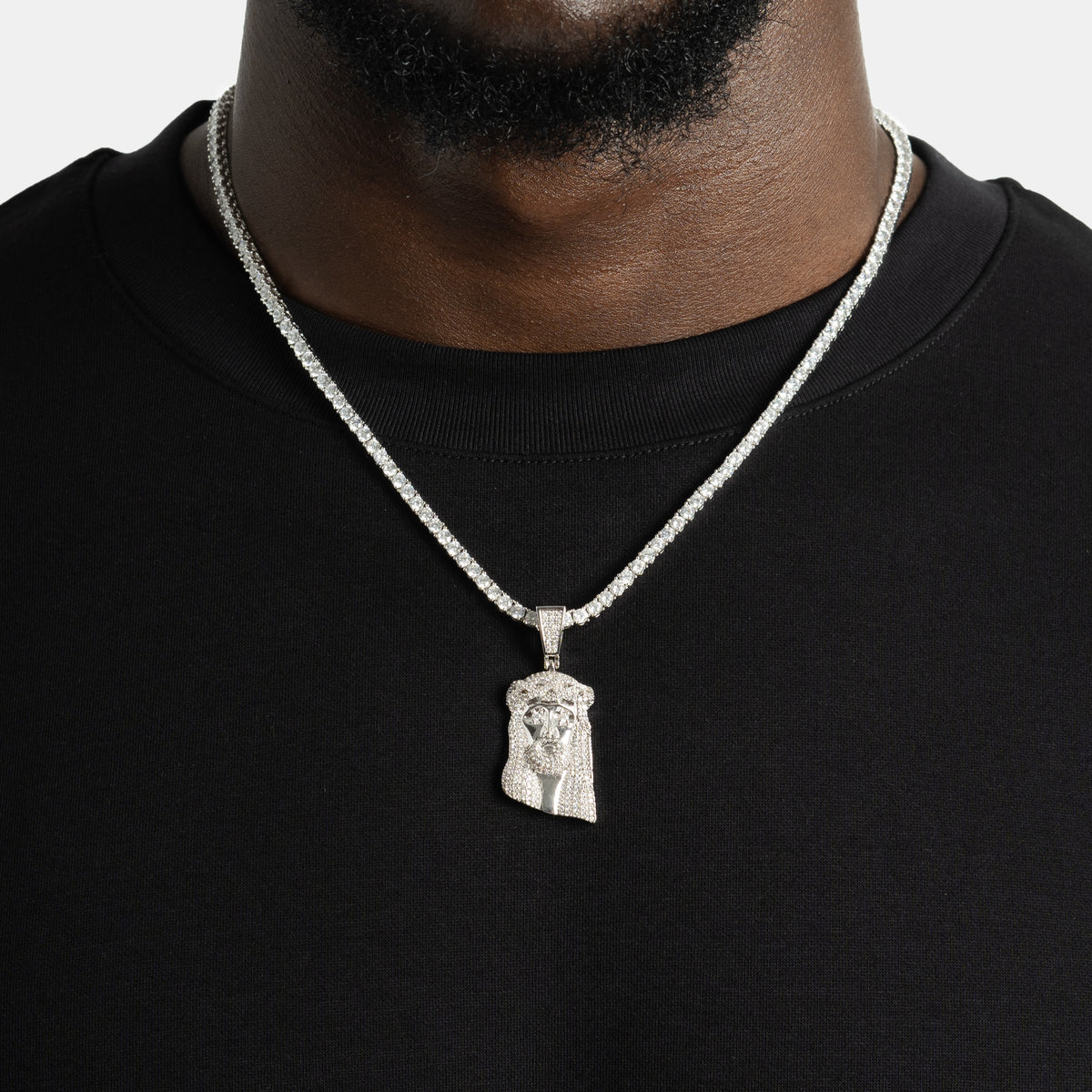 Micro Jesus Pendant White Gold