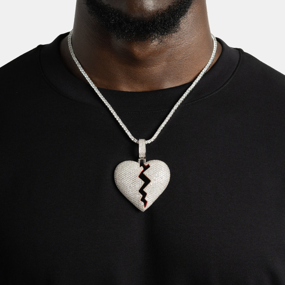 Broken Heart Pendant White Gold