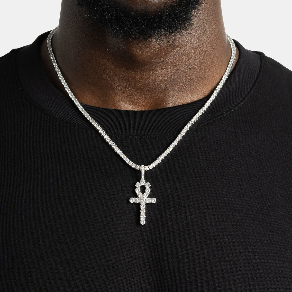 Ankh Key Pendant White Gold