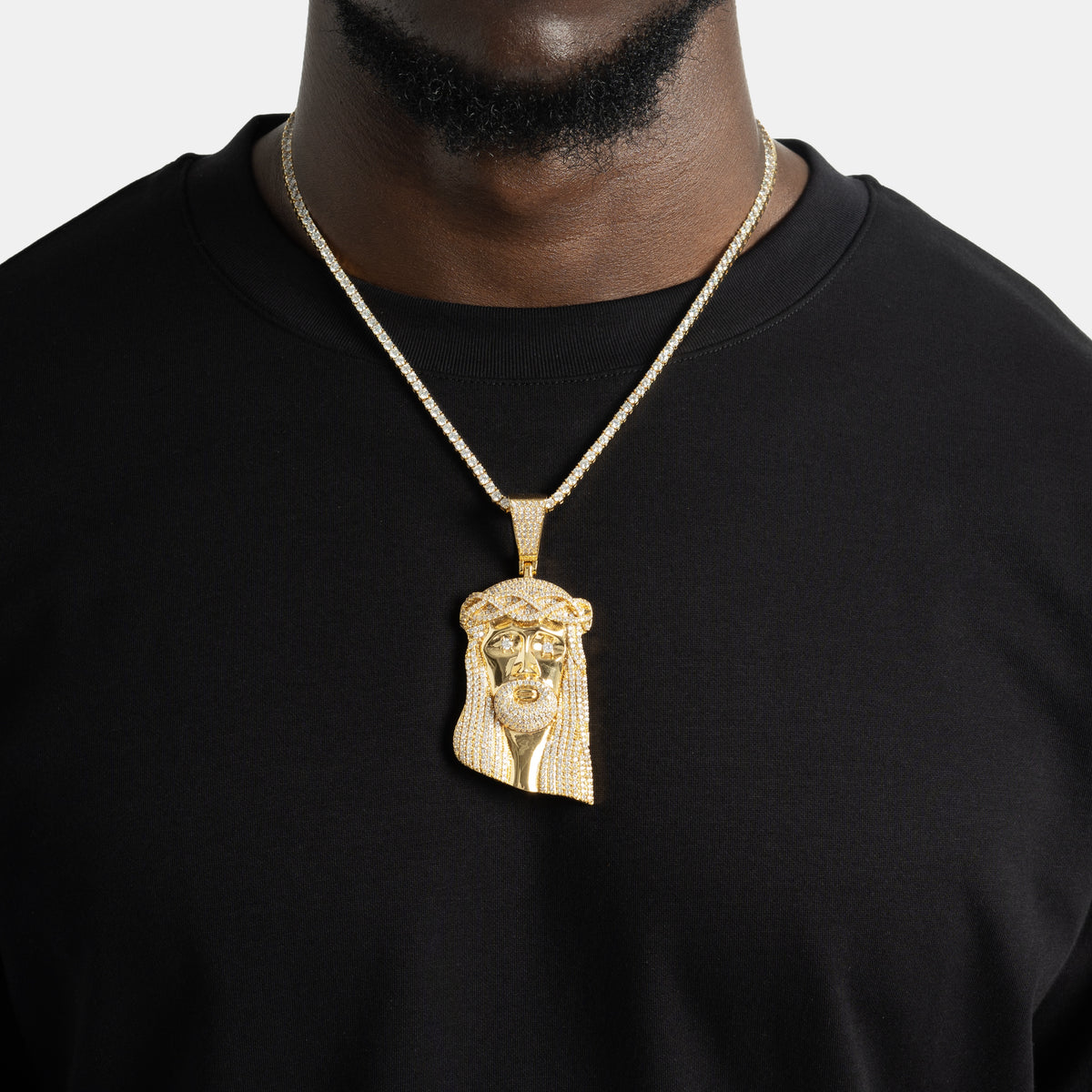 Big Jesus Piece Pendant 18k Gold S925 Moissanite