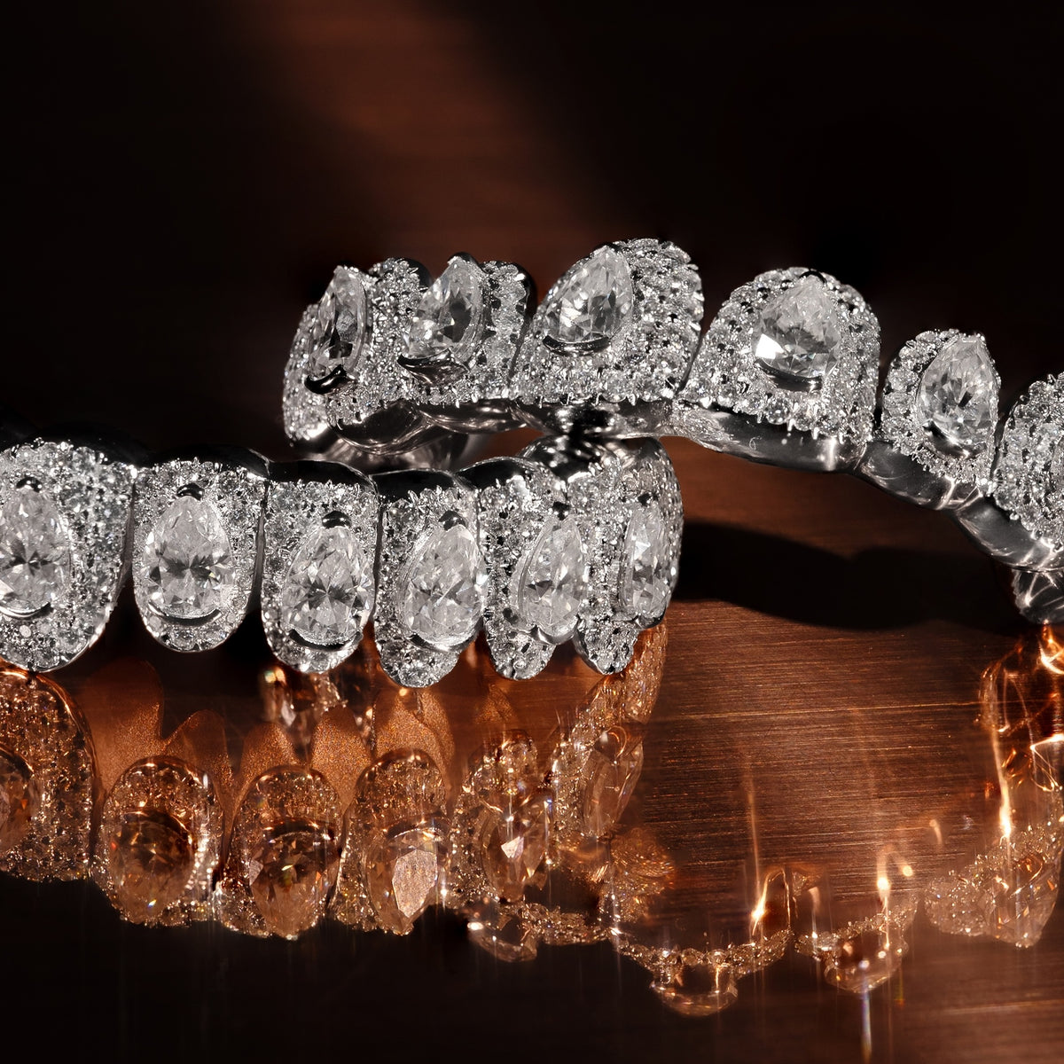 Pear Cut Centered Moissanite Grillz