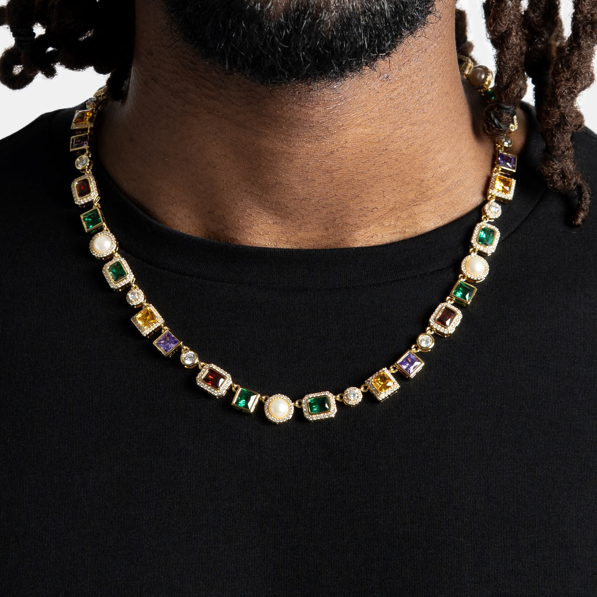 Multi Gemstone Chain 18k Gold