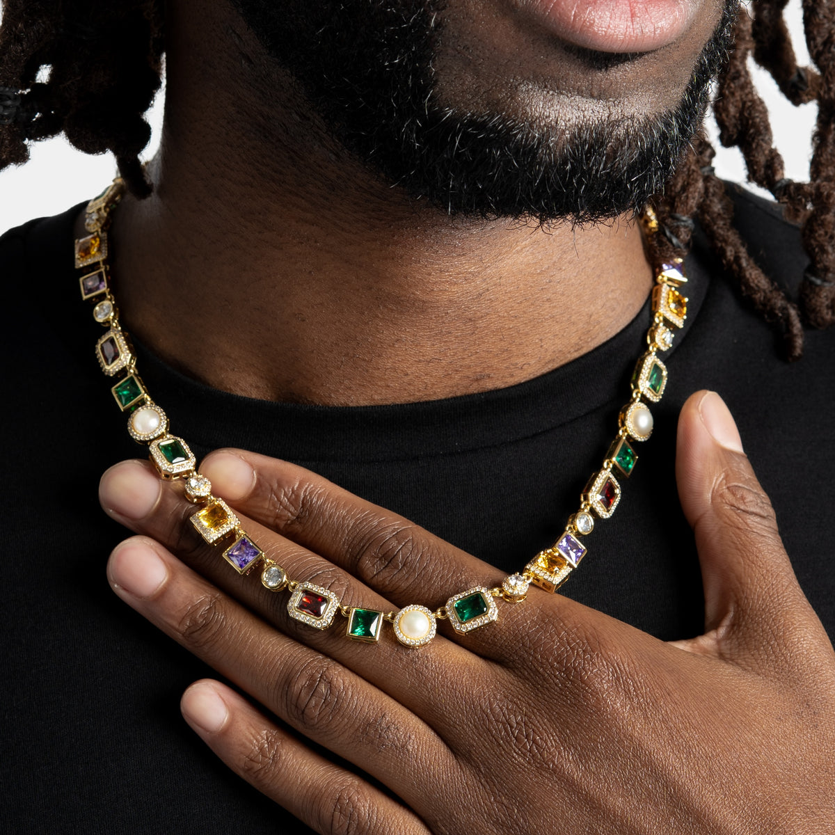 Multi Gemstone Chain 18k Gold