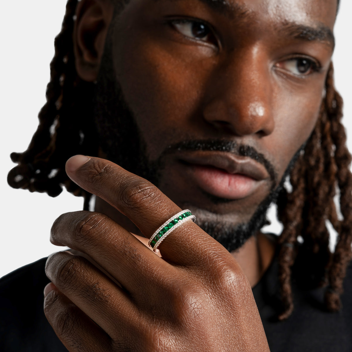 Silver Green Layered Ring