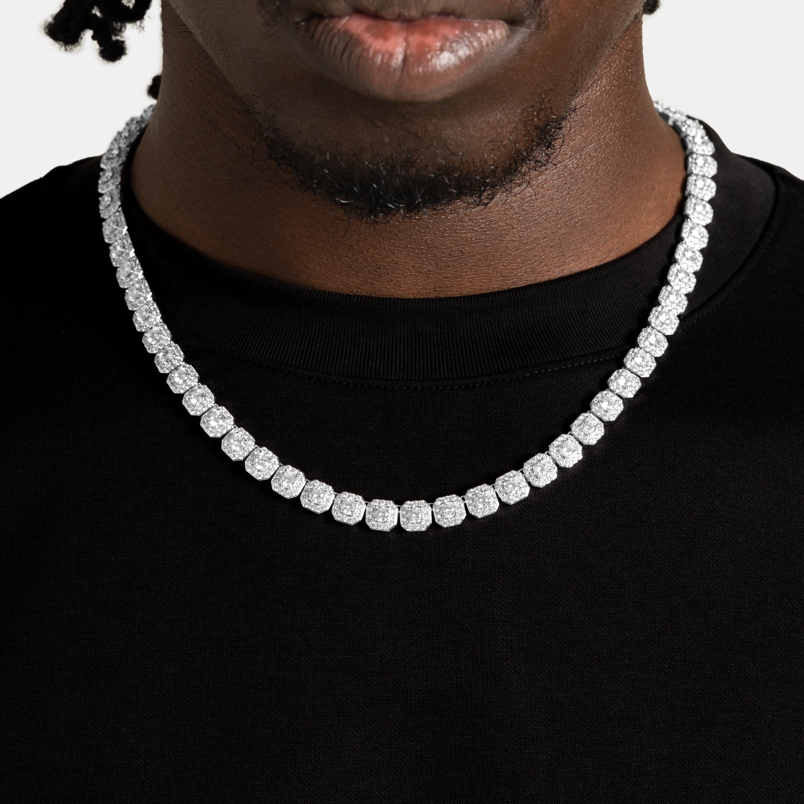 ろこGlitter tennis chain Moissanite Micro Cluster Tennis Chain S925 - 6 ICE