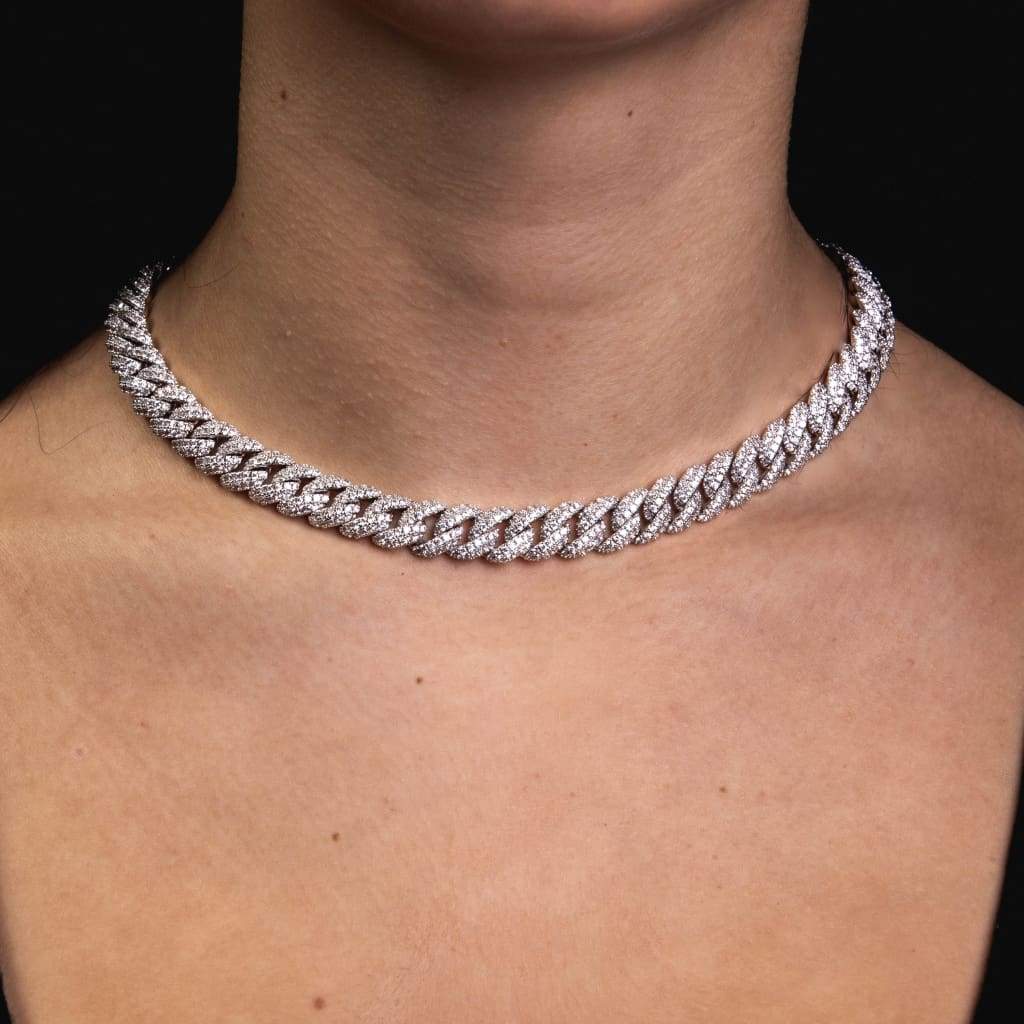 8.5mm Diamond Cuban Chain White Gold - 6IX ICE