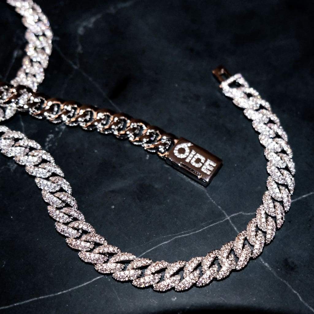 8.5mm Diamond Cuban Chain White Gold - 6IX ICE