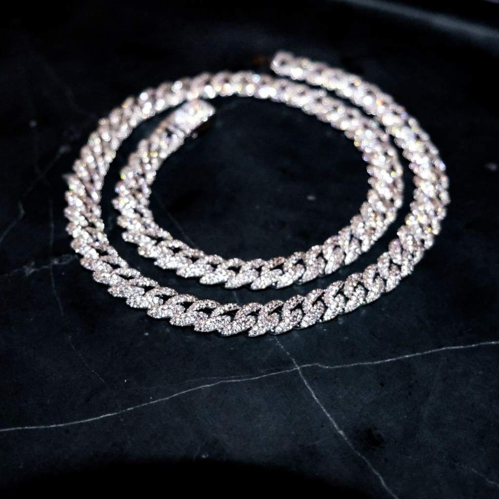 8.5mm Diamond Cuban Chain White Gold - 6IX ICE