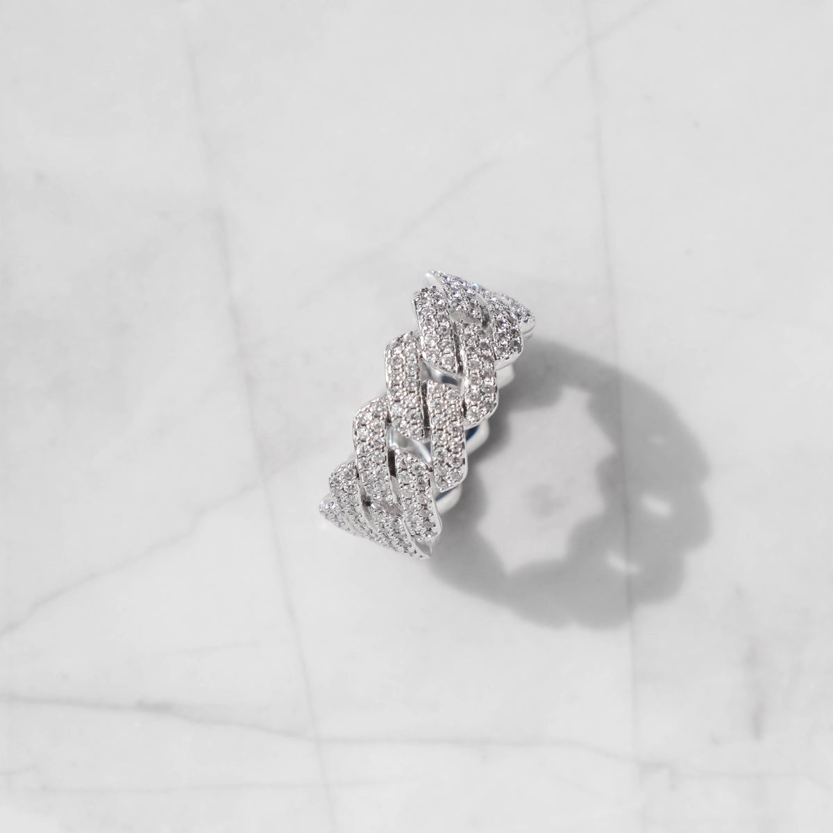 Diamond Prong Cuban Ring White Gold - 6IX ICE