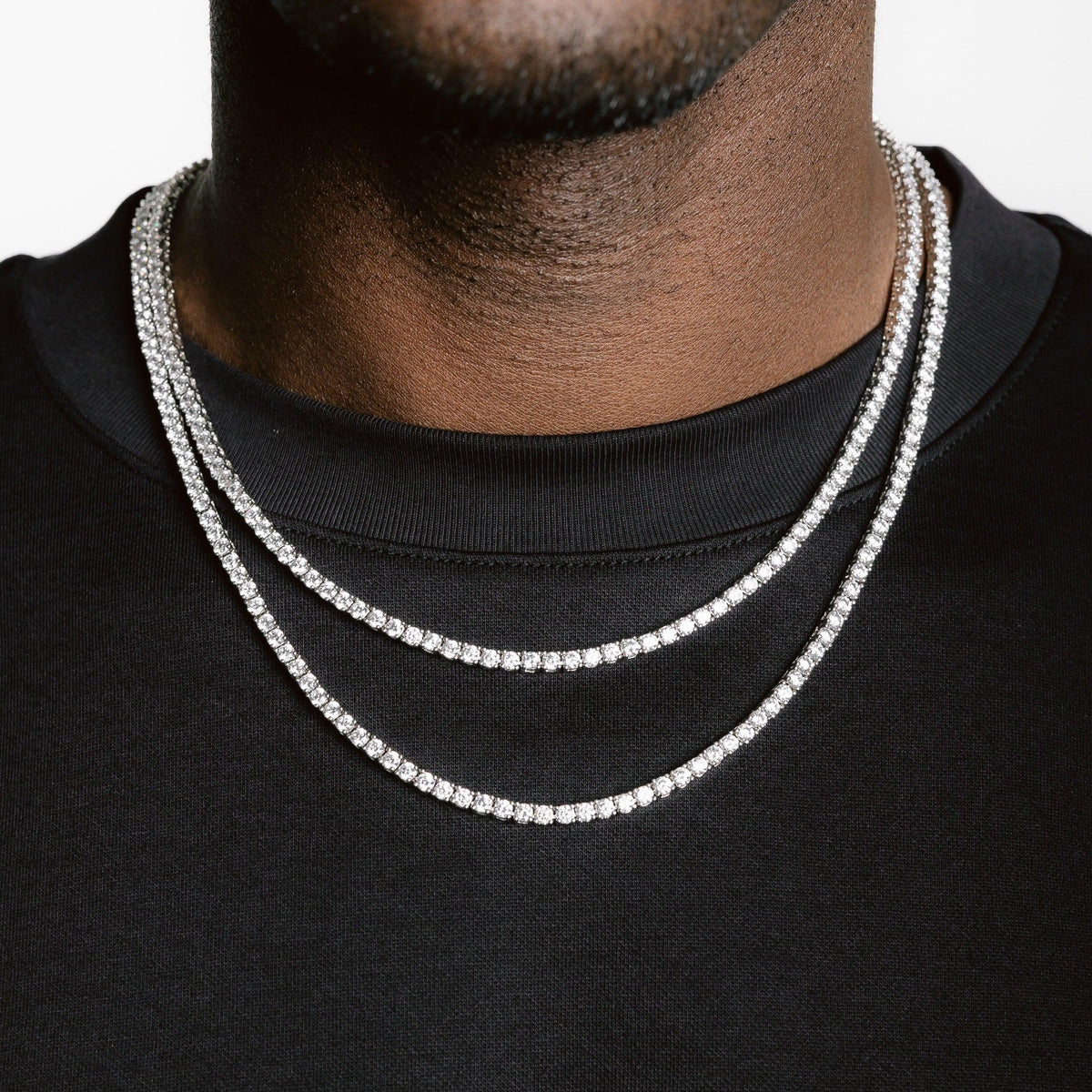 Layered 3mm Tennis Chain White Gold - 6 ICE