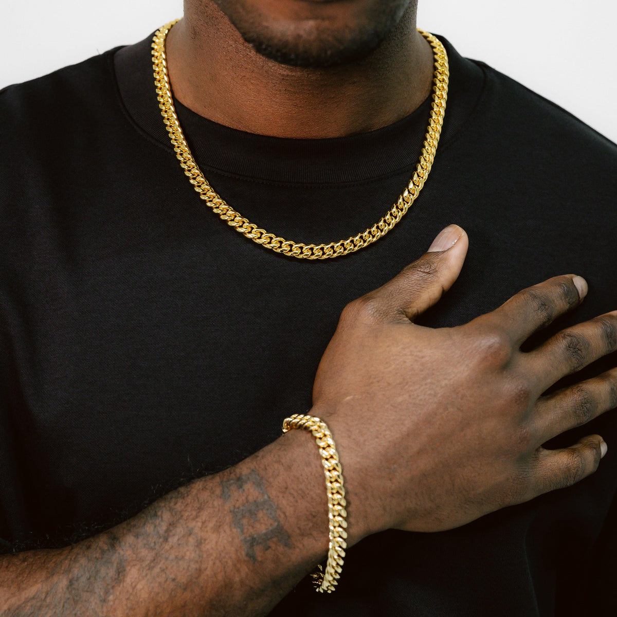 8mm Cuban Link Chain Bracelet Gold ICE