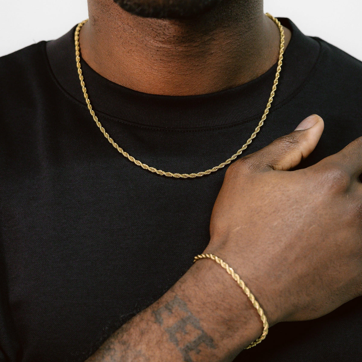 3mm Rope Chain Bracelet Gold ICE - Main Image