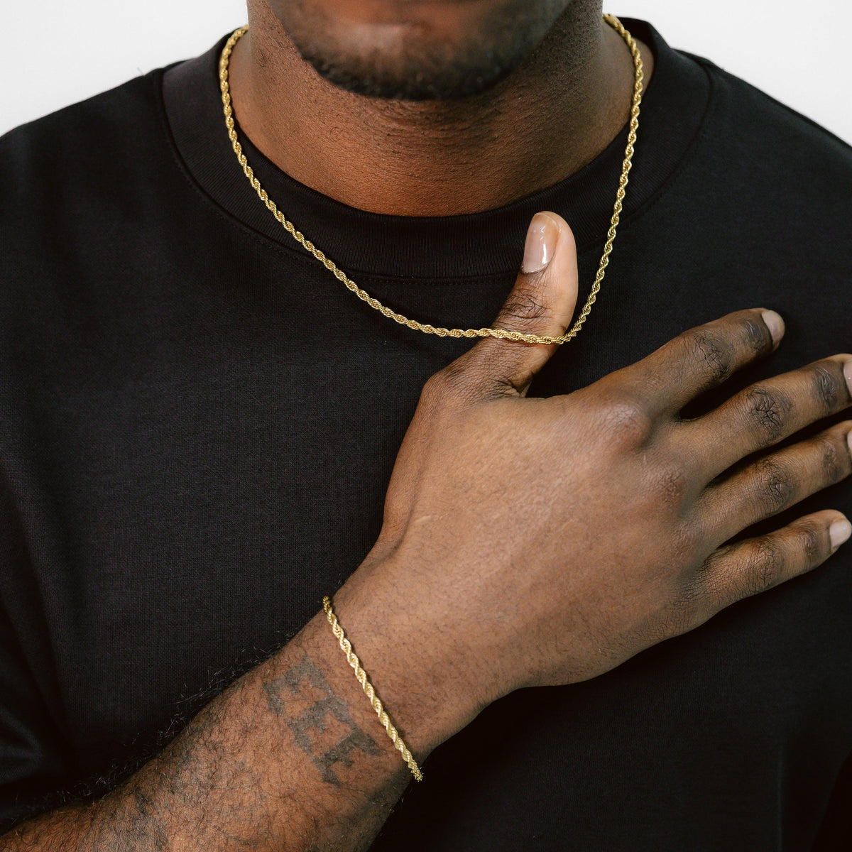 3mm Rope Chain & Bracelet Gold