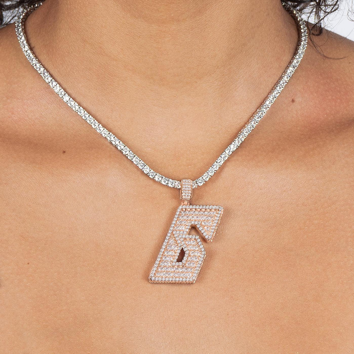 Baguette Six Pendant Rose Gold