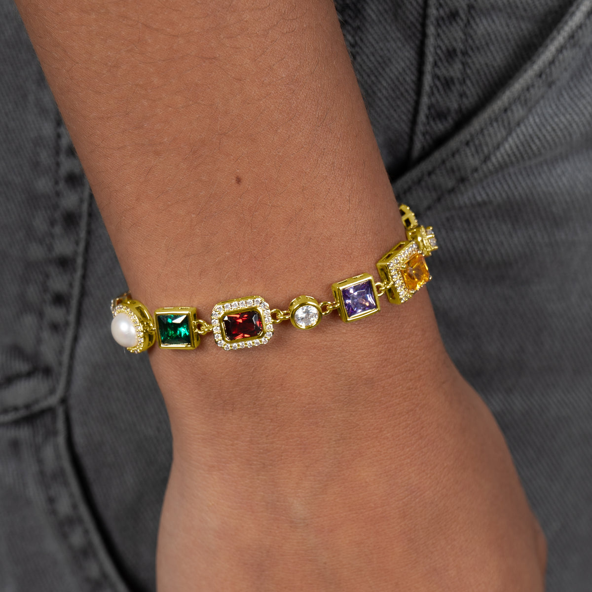 Multi Gemstone Bracelet 18k Gold