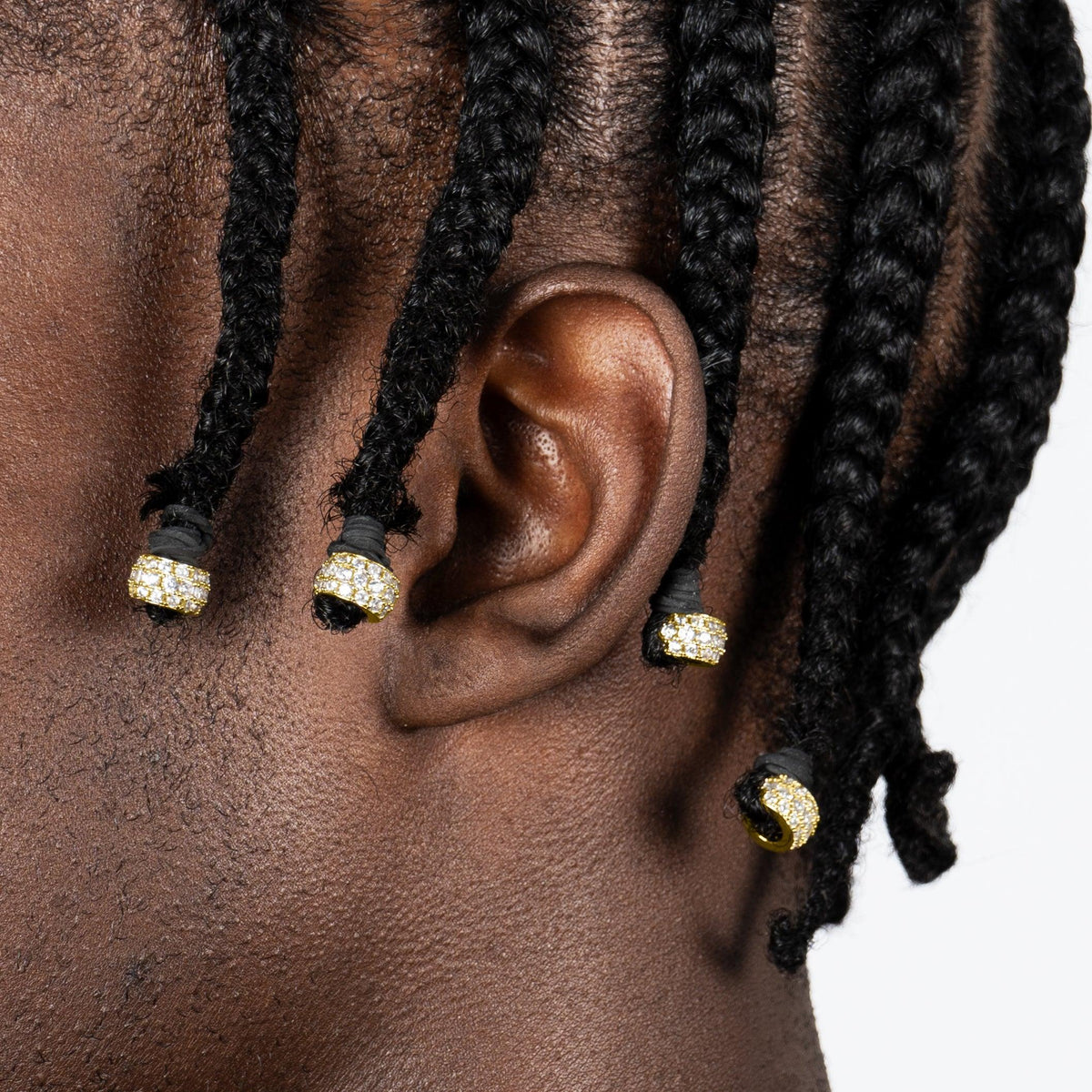 Moissanite Hair Beads Gold ICE