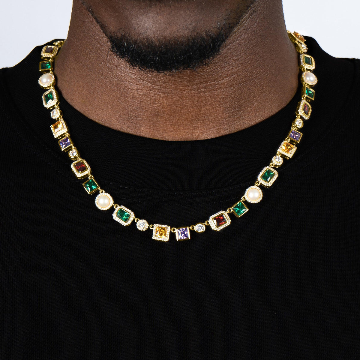 Multi Gemstone Chain 18k Gold