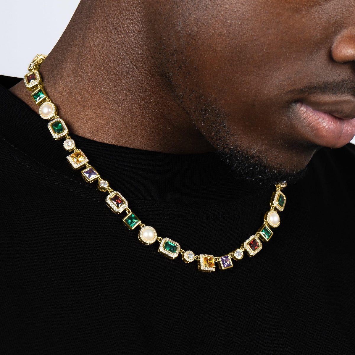 Multi Gemstone Chain 18k Gold