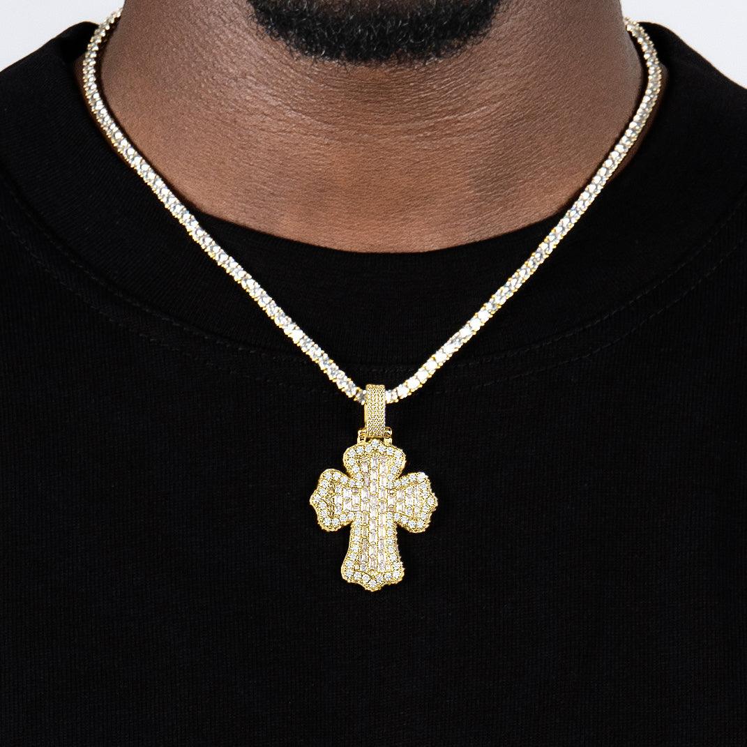 Baguette Cross Pendant 18k Gold