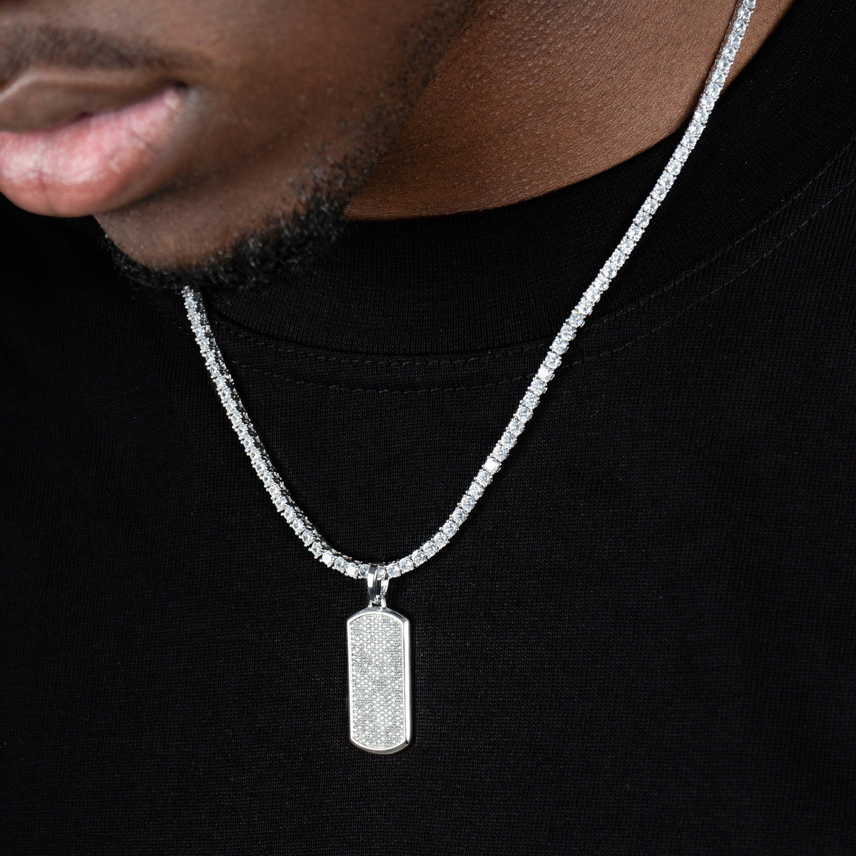 Dog Tag Pendant White Gold