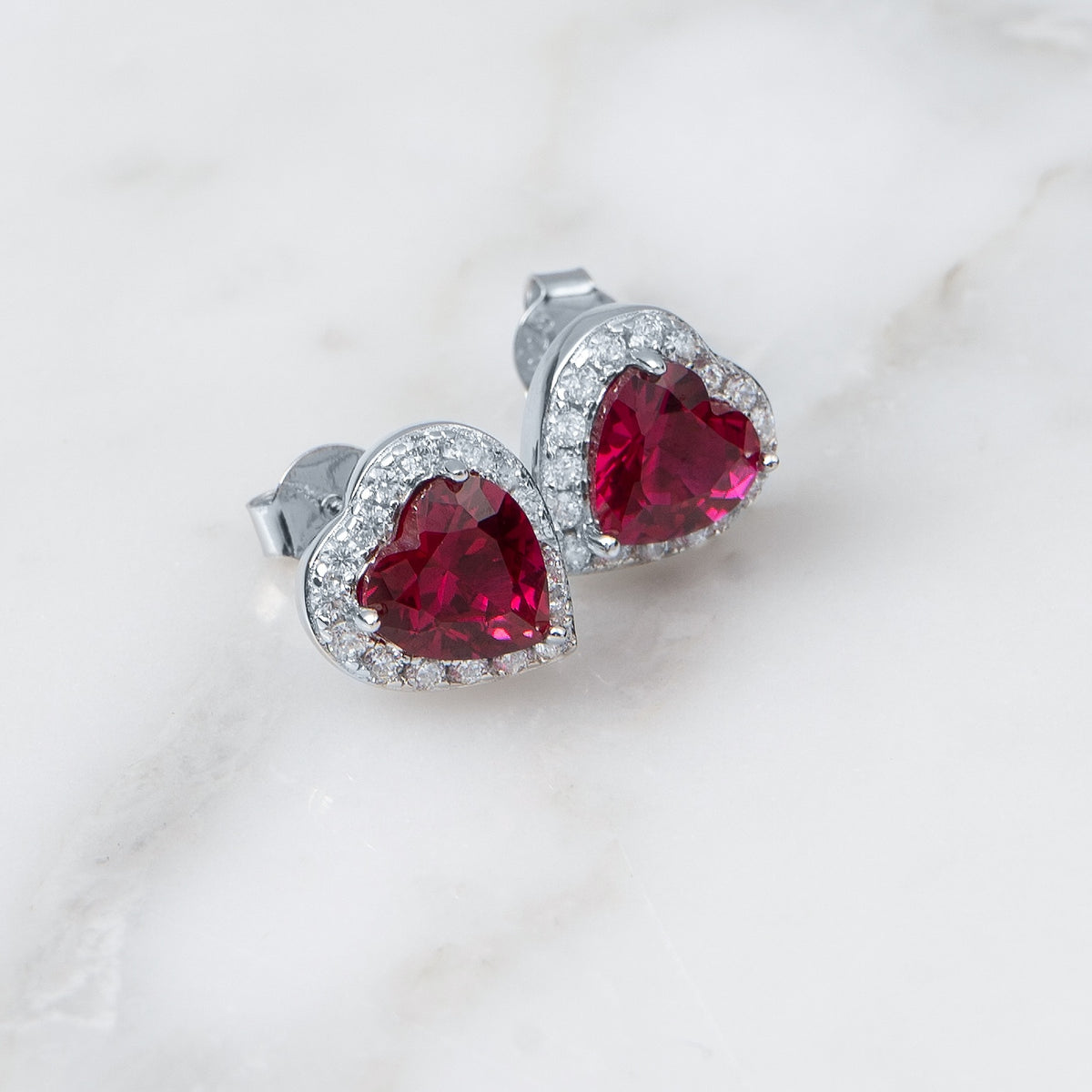 Ruby Heart Earrings
