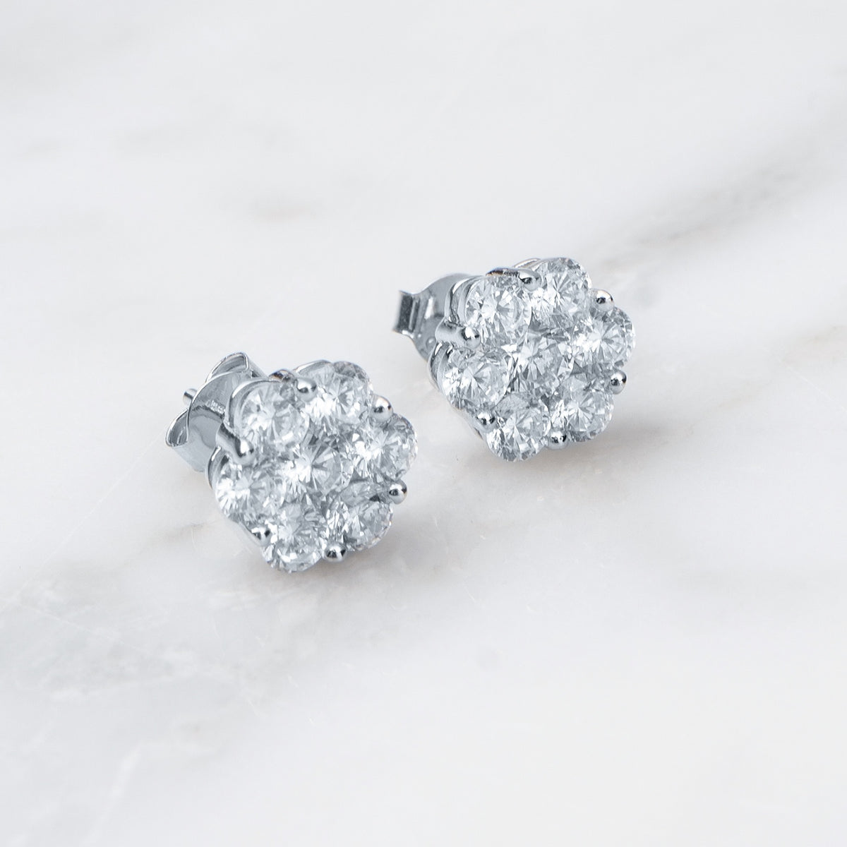 Moissanite Daisy Earrings White Gold