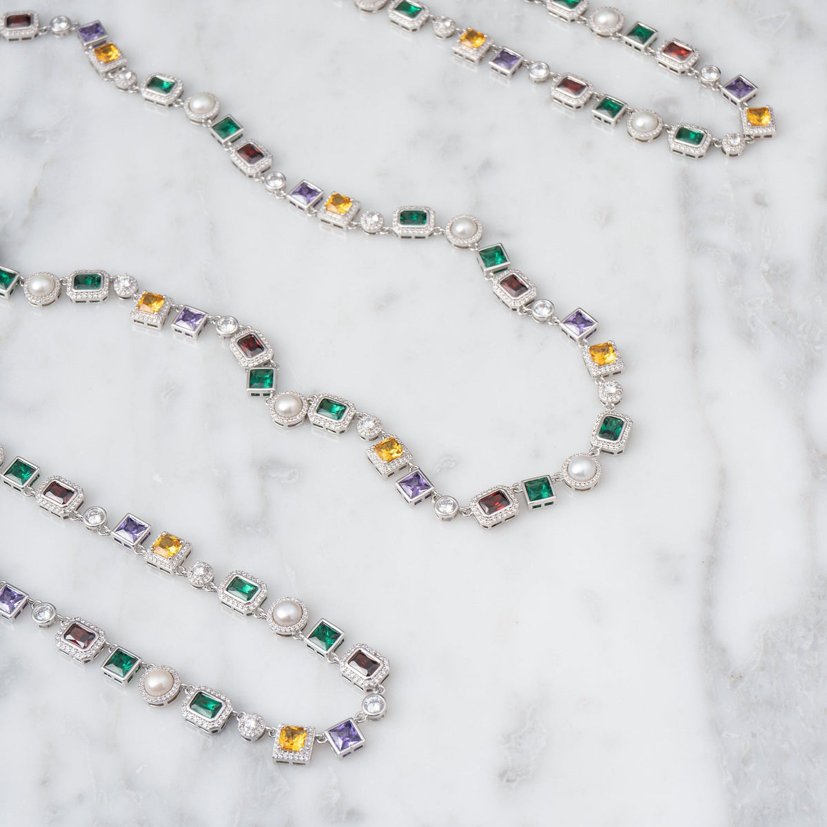 Multi Gemstone Bracelet White Gold