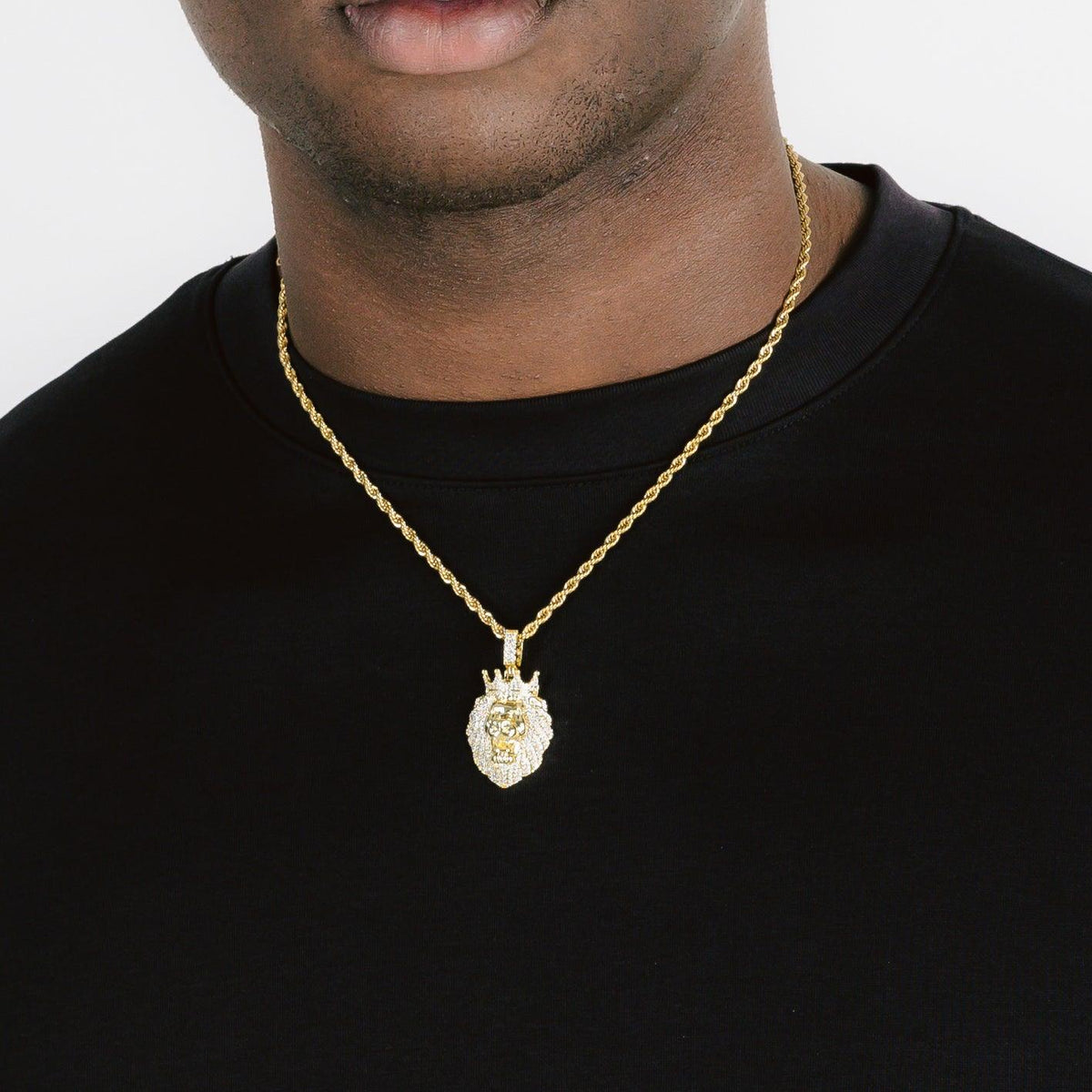 Iced Lion Pendant Gold - Main Image